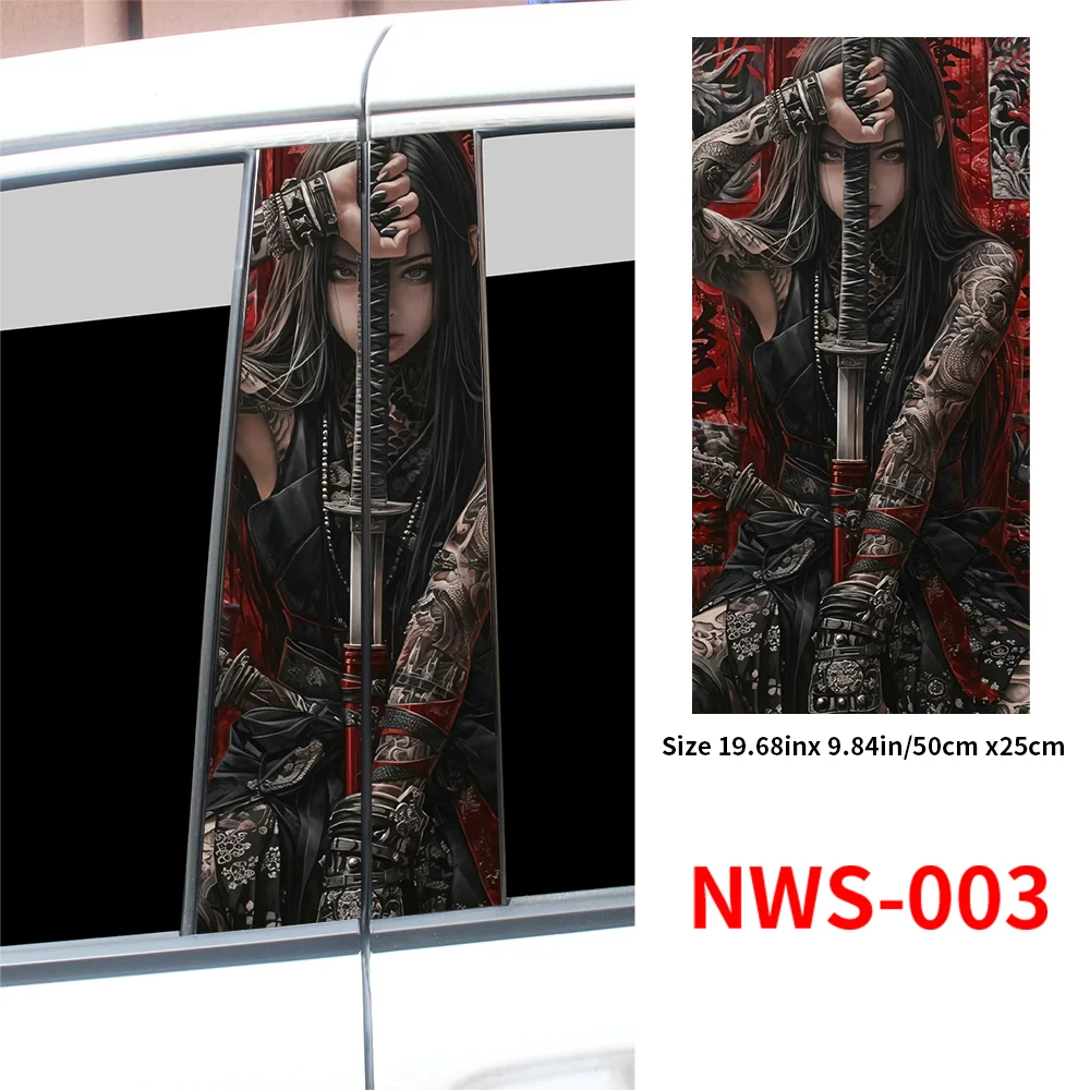 

Женские автомобильные наклейки Самурай, водонепроницаемые Автомобильные украшения для столбов B, стойкие царапины, прочные автомобильные двери, виниловые наклейки, украшения для автомобиля