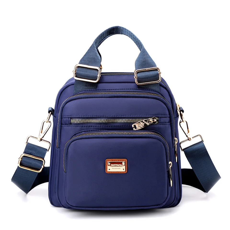 Solid Color Fashion Backpack Shoulder Handbags Female Tote Travel Backpack Nylon Crossbody Shopper Bags For Women