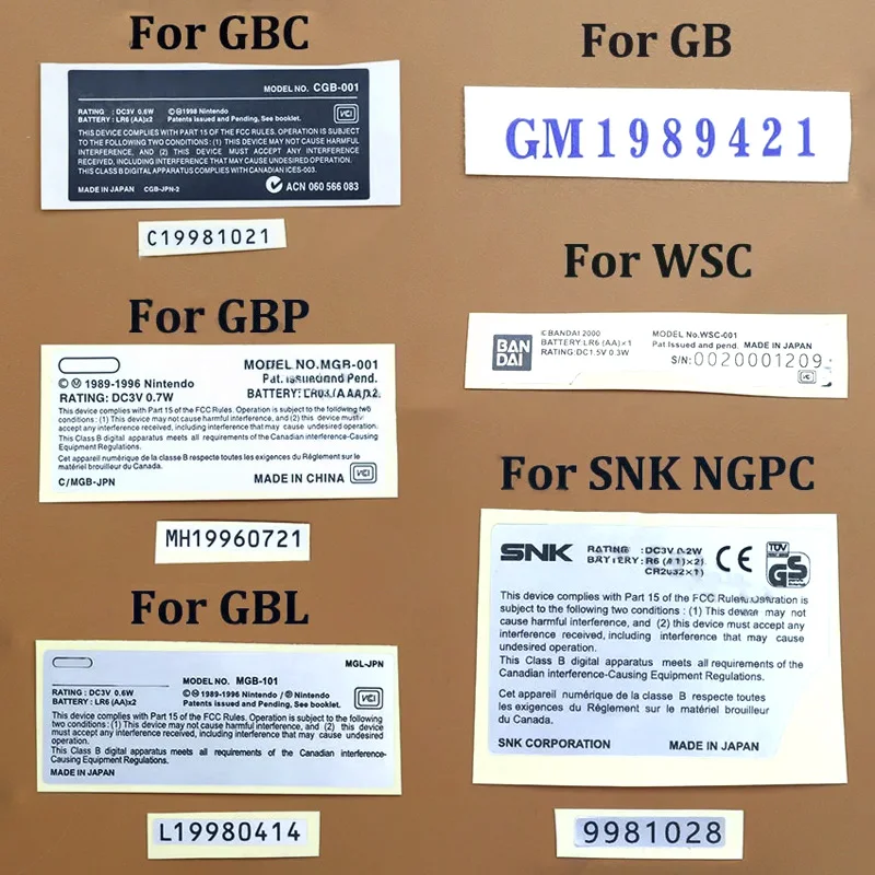Фото 1 шт. для GBC GBP GBL GB SNK NGPC WSC игровая консоль новые этикетки задние наклейки замена для Gameboy Color Shell Sticke №1