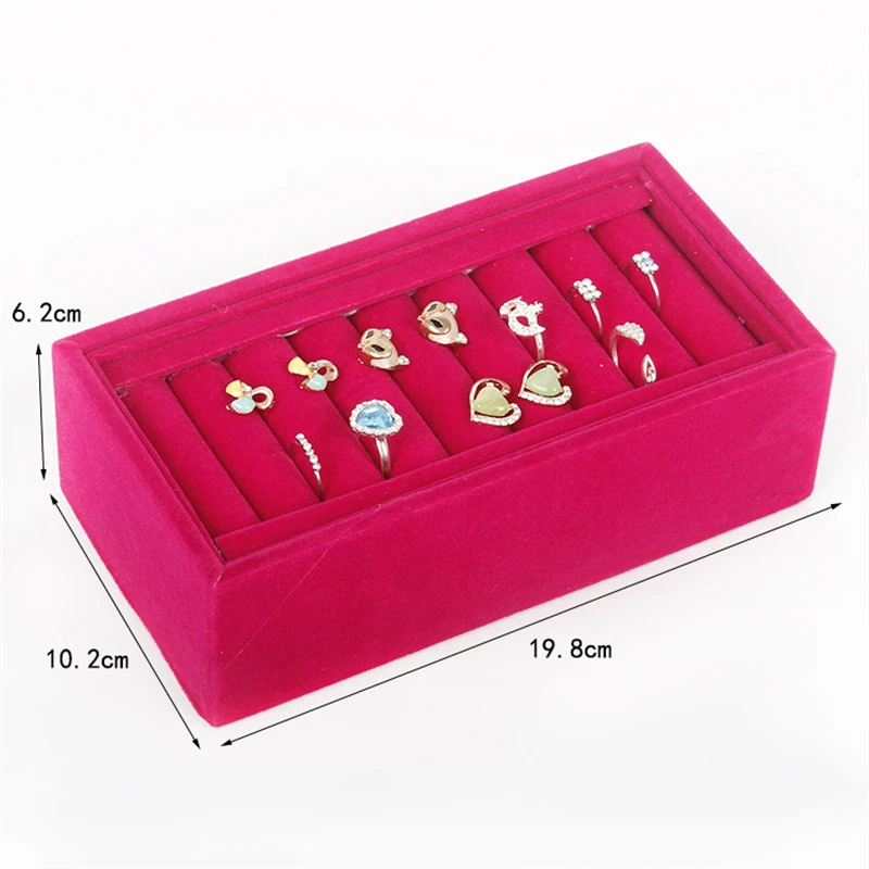 High Quality Grey Velvet Ring Jewelry Display Earrings Pendant  Storage Box Organizer Case Tray Stand Holder