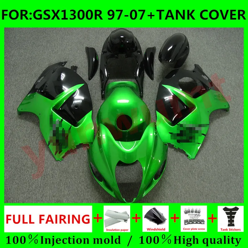 

Motorcycle HAYABUSA Fairing + Tank Cover for Suzuki GSXR1300 03 04 05 06 07 GSX1300R 97 98 99 00 01 02 Fairings set green black