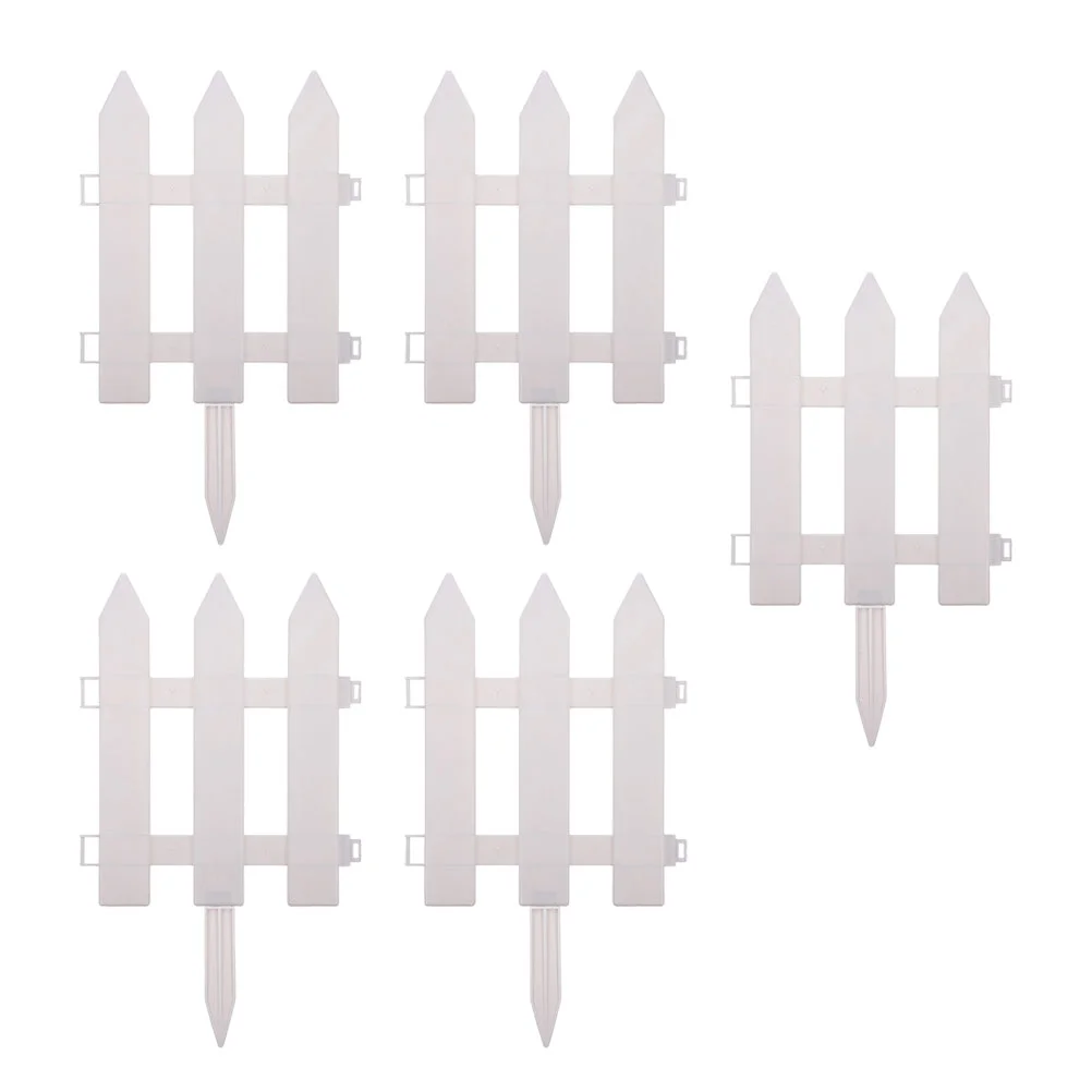 

5 Sets The Fence Nativity Decor Garden Fence Border Panel Picket Fence Border Plastic White Garden Edging