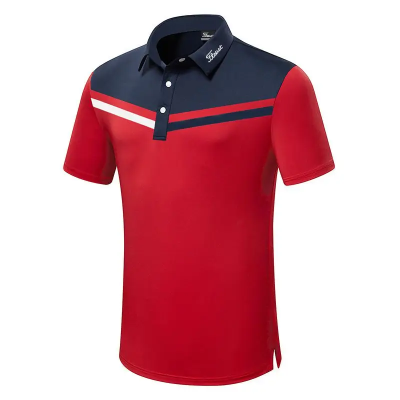 New Golf Shirts for Men Short-sleeved T-shirt Contrast Top Stretch Sweat-absorbent Breathable Non-iron GOLF Clothing Men Summer