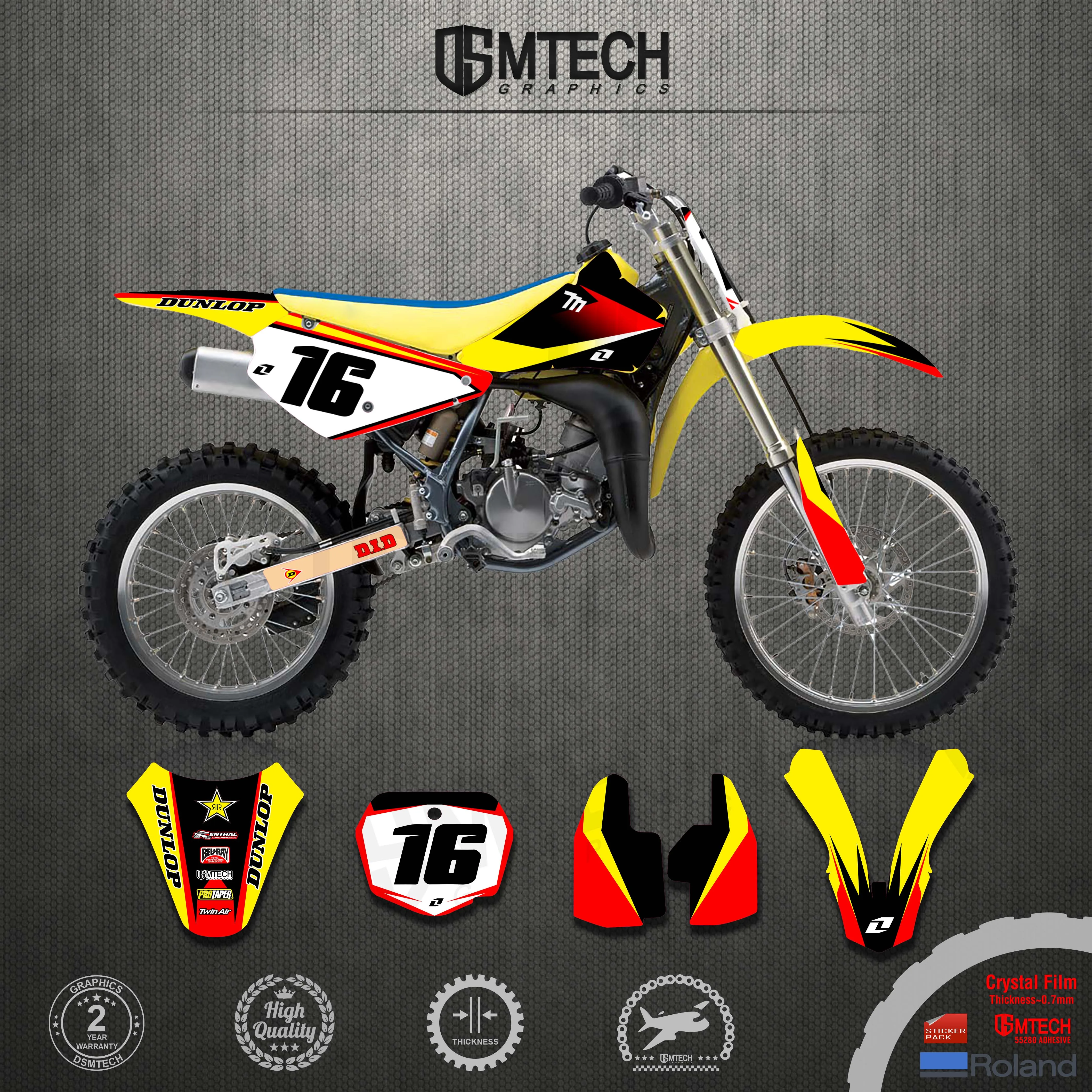 DSMTECH Graphics Background Stickers Decals For Suzuki RM85 RM 85 2001-2004  2005- 2011 2012 2013-2018 Personality Sticker Decal