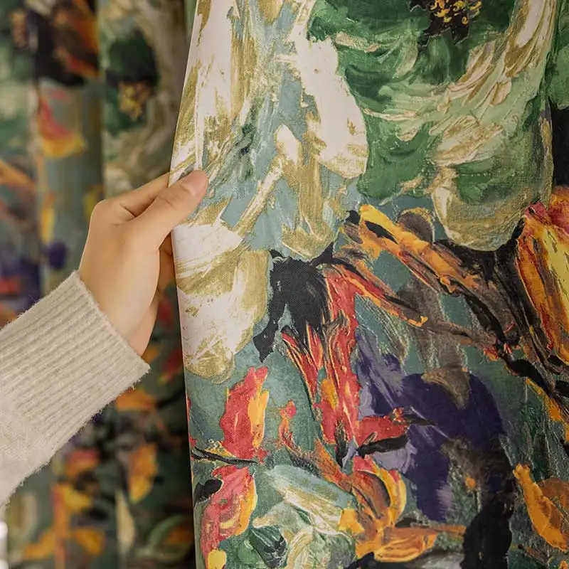 Цветочные плотные шторы в американском стиле картина для гостиной толстая Штора