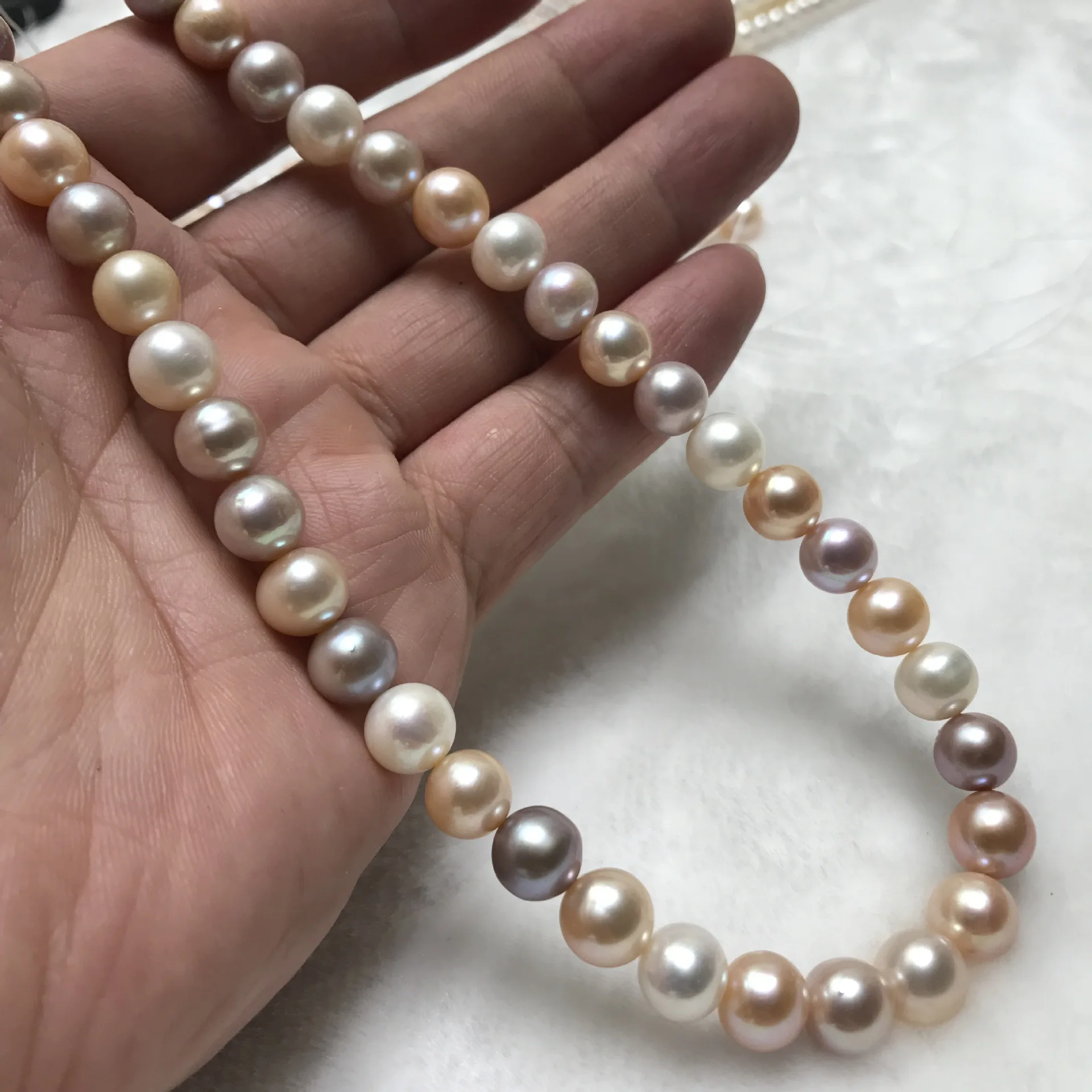 Разноцветное круглое жемчужное ожерелье 14 КП золото 18 дюймов ААА ++ Южное море 9-10
