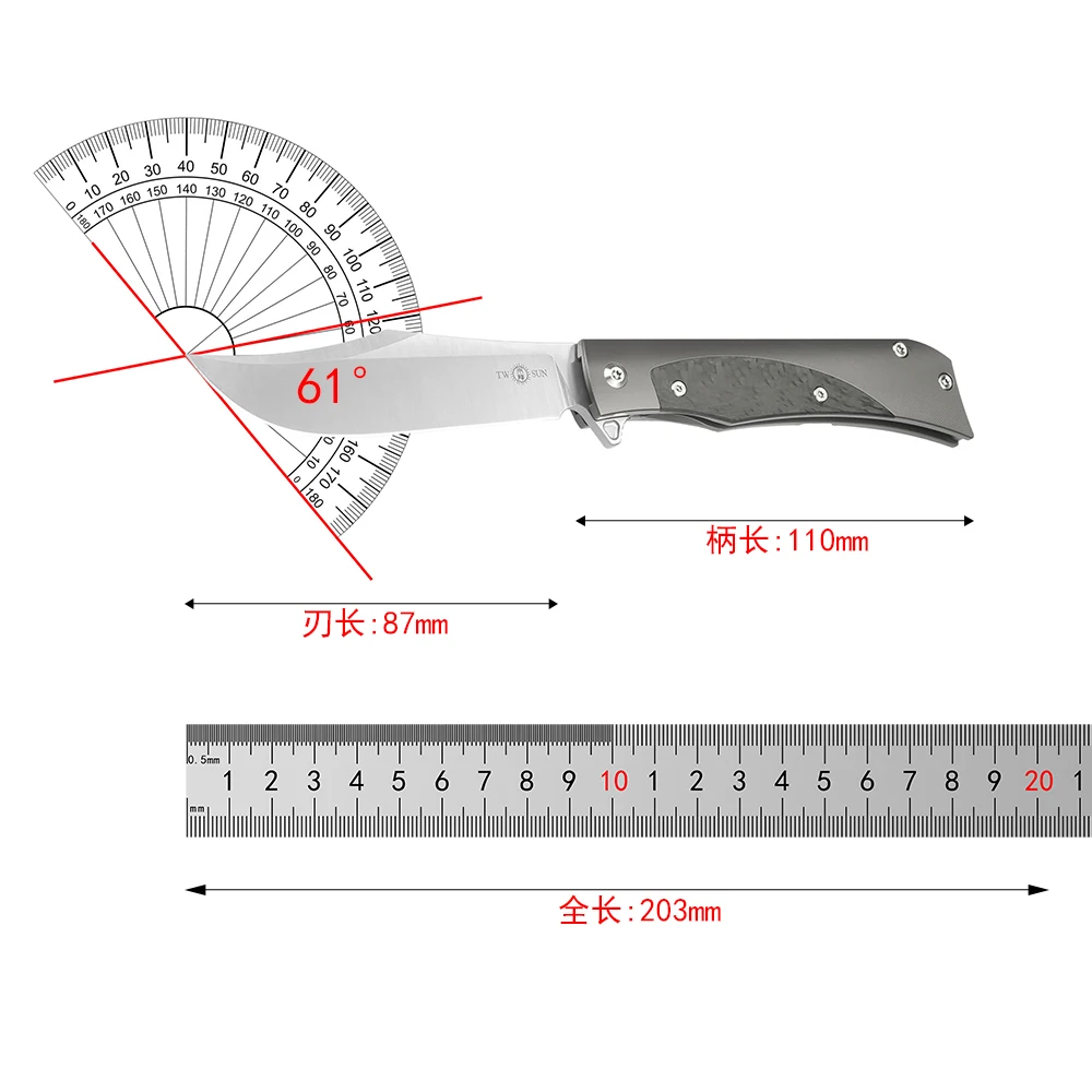 Складной нож 14C28N с лезвием из титанового сплава