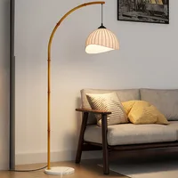 Vintage Blooming Floor Lamp Wooden Nordic Marble Bedside Floor Lamp Stand Lampshade Lampen Wohnzimmer Moderne Lamp Decoration