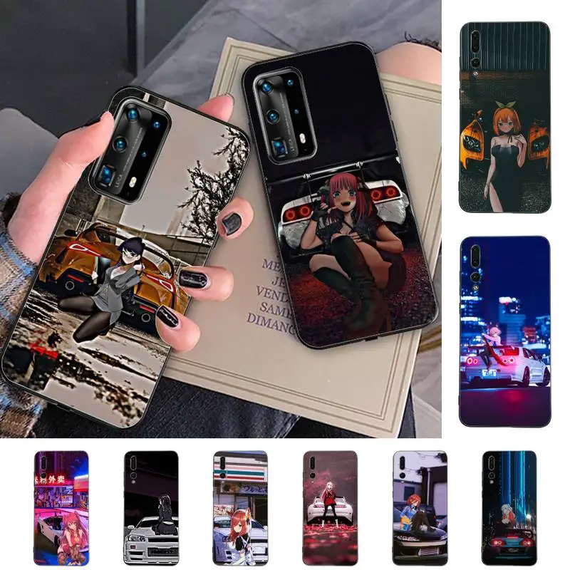 

Anime Girl JDM Sports Car Drift Phone Case for Huawei P30 40 20 10 8 9 lite pro plus Psmart2019