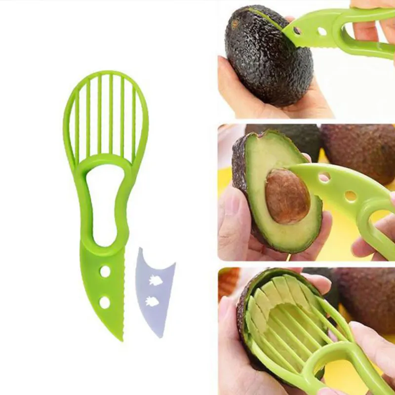 

3 in 1 Avocado Cutter Plastic Knife Peeler Pitaya Kiwi Berry Fruit Avocado Slicer Pulp Flesh Separator Kitchen Tools