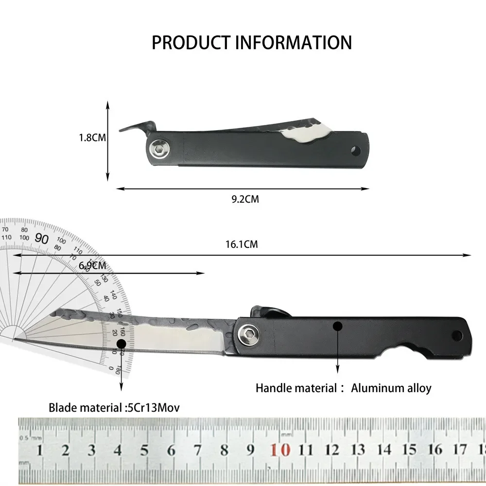 Складной нож Higonokami из дамасской стали с алюминиевой ручкой