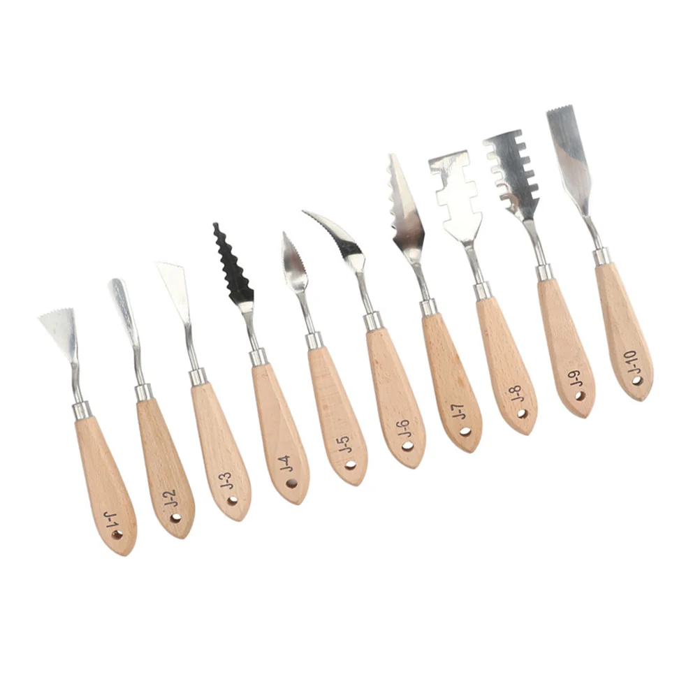 

10 Pcs Scrapers Oil Painting Scrapers Color Mixing Scraper Oil Painting Supplies Wooden Handle Painting Spatulas for Men Artists