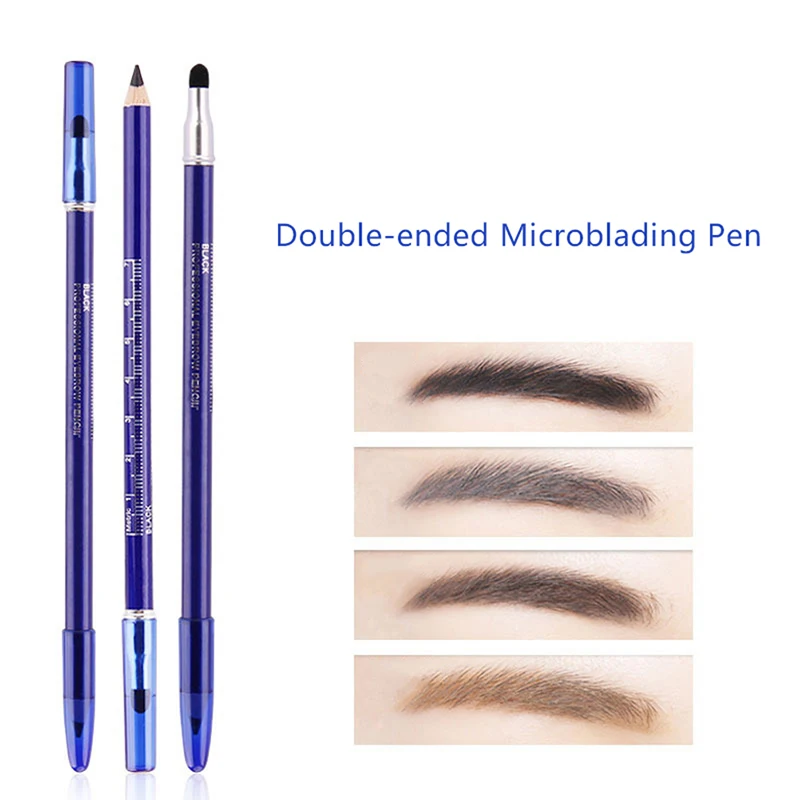 

1PC Waterproof Microblading Pen Permanent Makeup Tattoo Eyebrow Marker Pen Double-ended Positioning Pencil with Brush