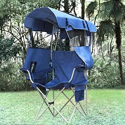 

Chair with Canopy Shade,Portable Folding Chair with UPF 50+ Sun Shade,Cup Holder,Side Pocket,Soccer Chair Adults for Camp,Beach,