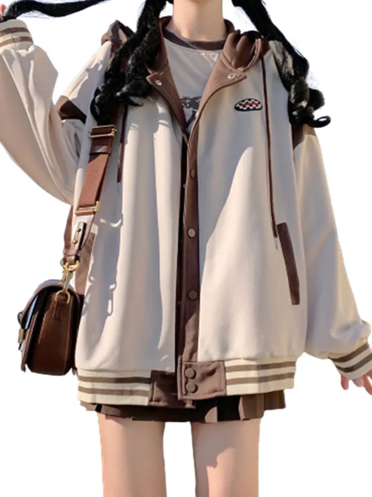 Верхняя одежда с капюшоном для девочек осень и зима 2024 новинка школьников