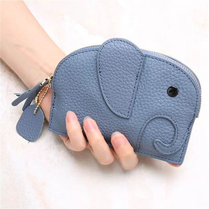 

PU Leather Girl Handbags Wallet 1 Card Slot Key Ring Versatile Lady Lovely Elephant Bags Neat Animal Coin Purses