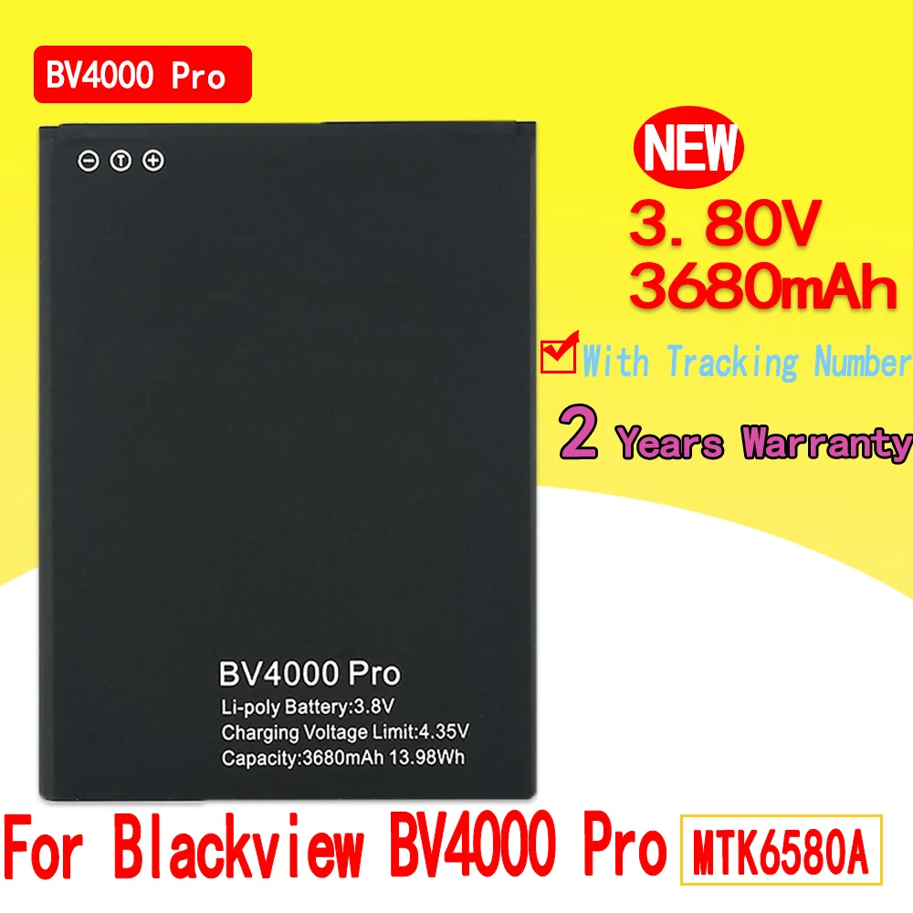 2 шт. новый аккумулятор 3680 мАч для Blackview BV4000 BV 4000 Pro BV4000Pro MTK6580A телефон высокого качества с номером отслеживания