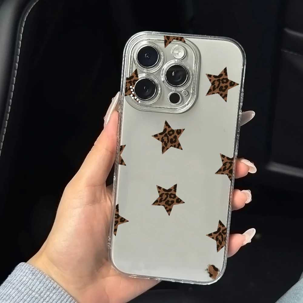 Фото Силиконовый чехол для телефона с принтом дикого леопарда и звездой для IPhone 17 16 15 14 13 12 11 Pro Xs Max Air Mini 7 8 6 6s Plus SE 2020 2022 Cover №5