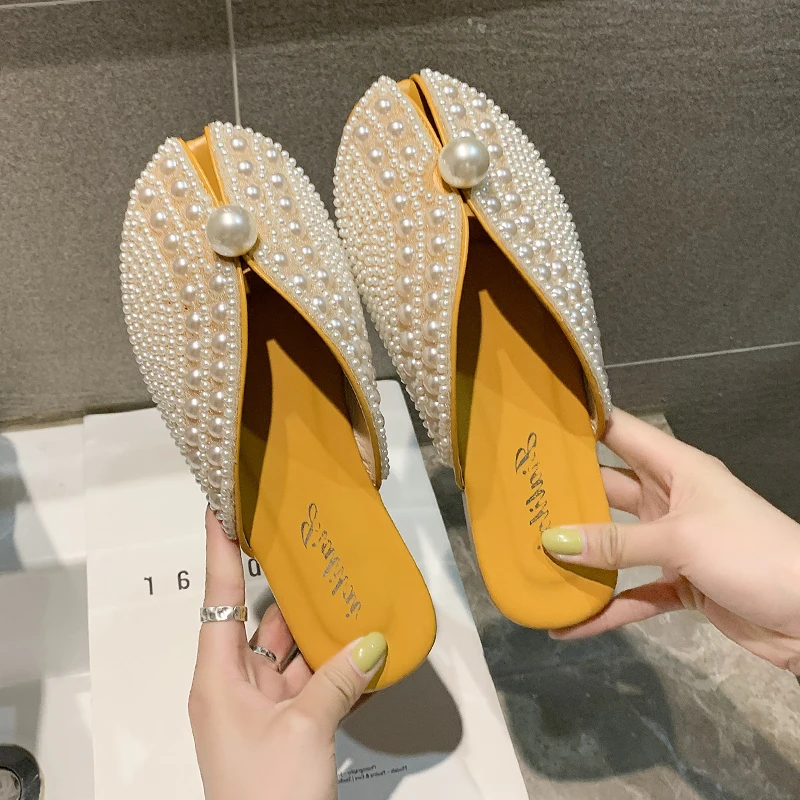 

Туфли женские с открытым носком, лоферы, сланцы, роскошная обувь на плоской подошве, дизайнерский чехол, простая резина, искусственная кожа, ...