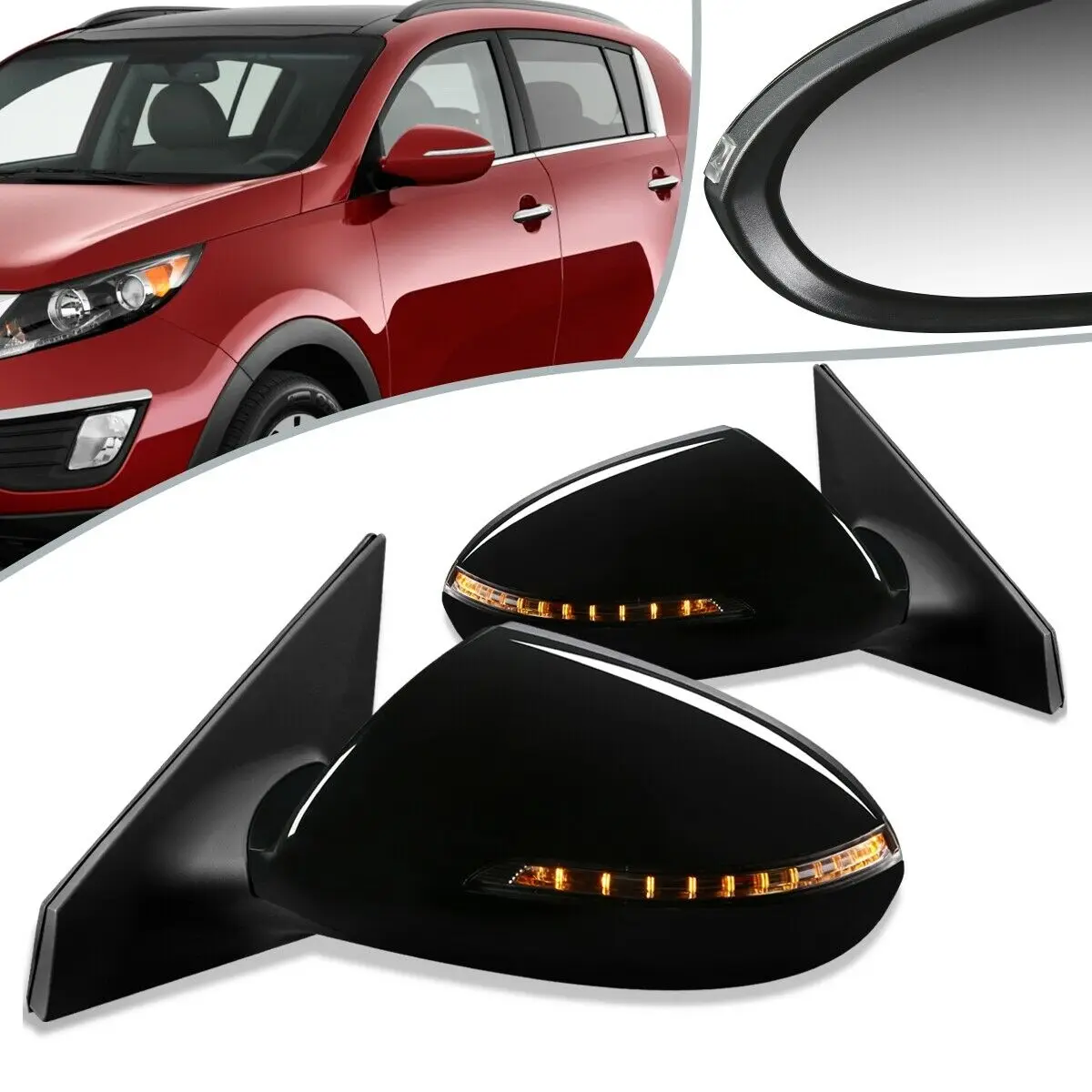 

For 2011-2016 Sportage Pair Powered+Signal Side Door Mirror KI1320149 KI1321149