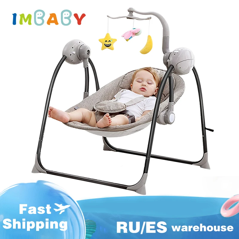 IMBABY Baby Swing Electric Rocking Chair Multifunction Cradle for Baby Foldable Infant Lounger with Seat Belt Free Gifts