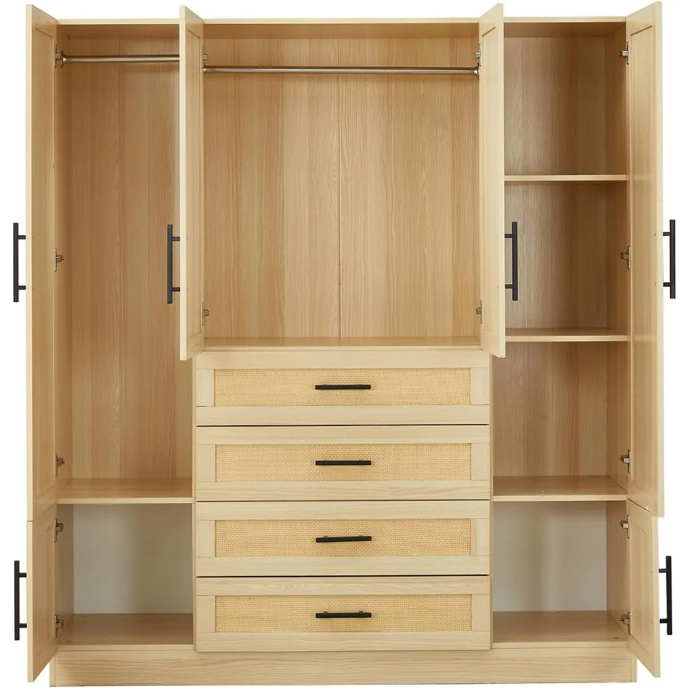 Деревянный шкаф-купе с 4 дверцами и 3 ящиками шкаф зеркалом органайзеры для шкафов