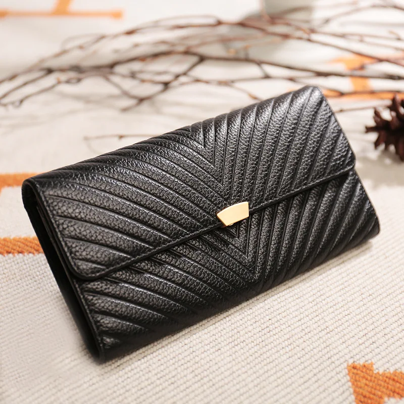 Genuine Leather Purse Women Fashion Money Bag Luxury Designer Hasp High Capacity Phone Wallet Famous Brand Long Purses 2023