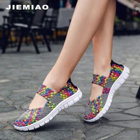 jiemiao summer womens breathable walking sandals women woven shoes anti slip handmade weave light comfortable mother gift shoes