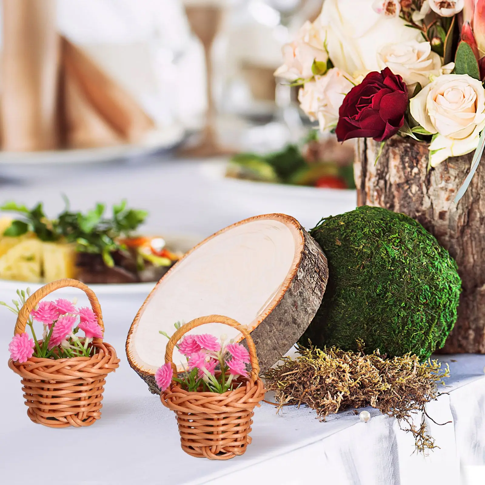Фото 10 шт. мини-тканые корзины из ротанга, ручная корзина для цветов, милые маленькие пасхальные корзины для хранения, домашний декор, реквизит для фотосъемки №3