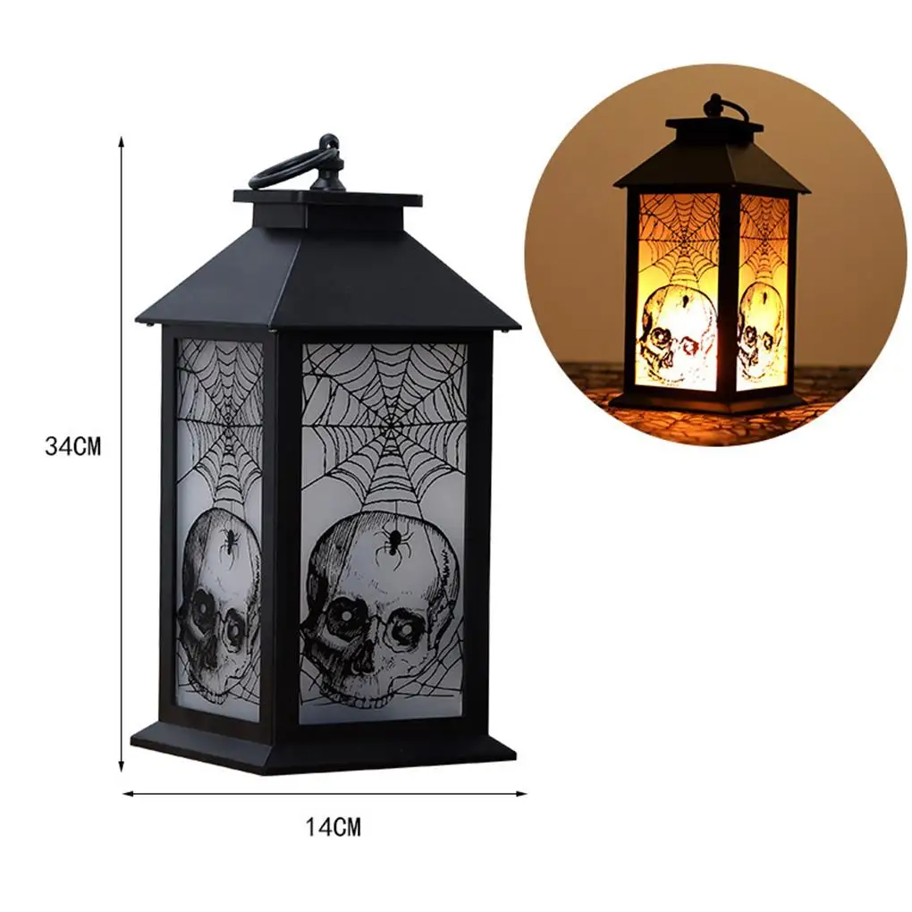 

Halloween Skull Cuboid Lantern Square Vintage Outdoor Indoor Decorative Flame Effect Battery Operated LED Light