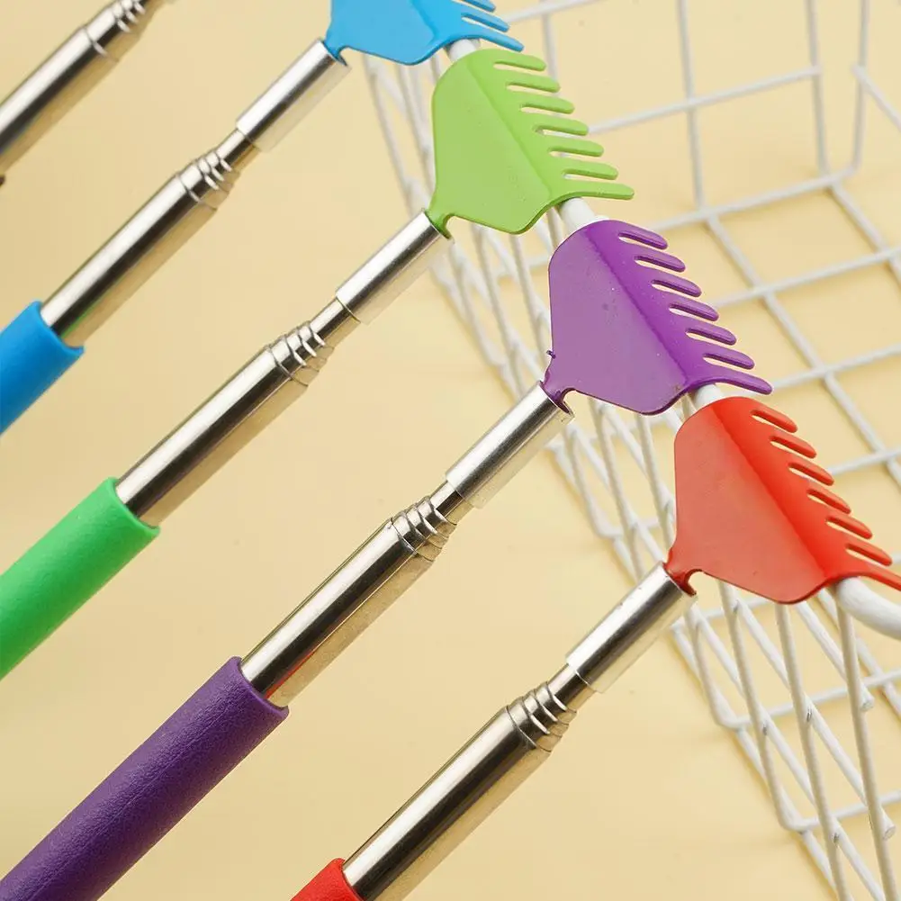 

1pc Telescopic Rake Back Scratcher Back Massage Itch Adjustable Back Anti Rake Metal Random Scratcher Long Stick Massage C2i1