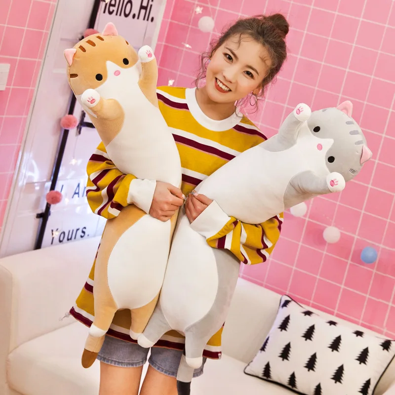 

New Arrive 50cm Cute Soft Long Cat Boyfriend Plush Toys Stuffed Pause Office Nap Sleep Pillow Cushion Gift Doll for Kids Girls