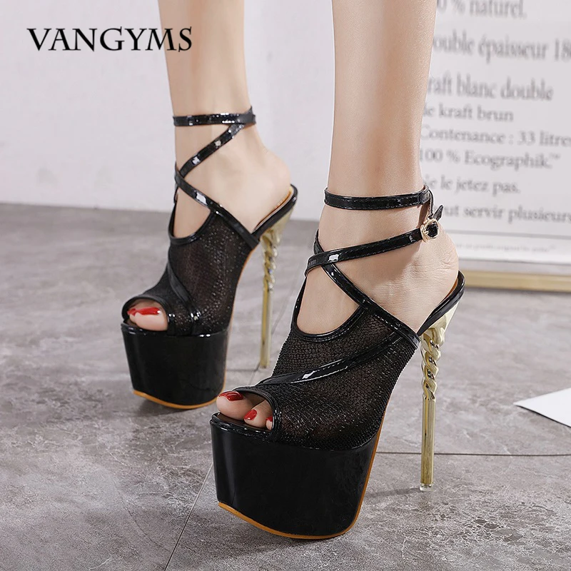

Women Sandals New Fashion Catwalk 16cm High-Heeled Sandals Sexy Thick Soles Increase Large Size Ladies Shoes Zandalias De Mujer