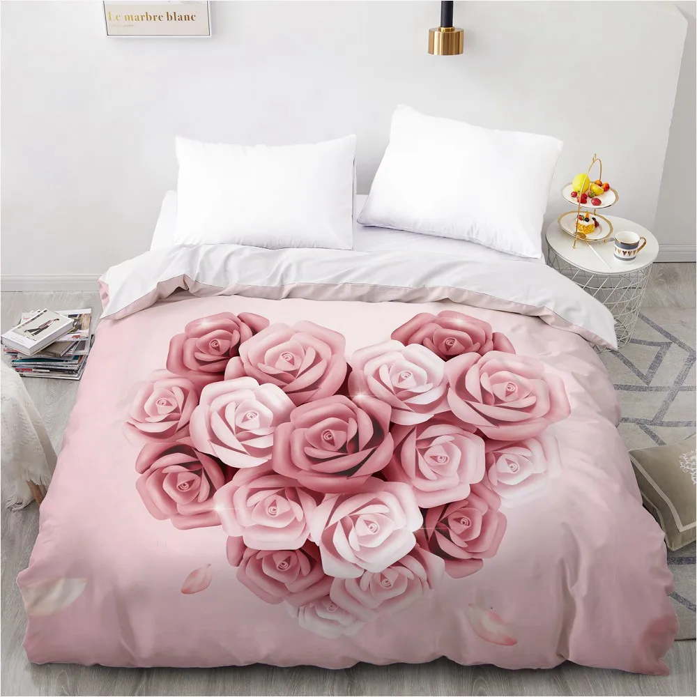 

3D Duvet Cover Custom 140x200 200x200 Comforter/Quilt/Blanket case Full Queen King Bedding For Wedding Floral Microfiber
