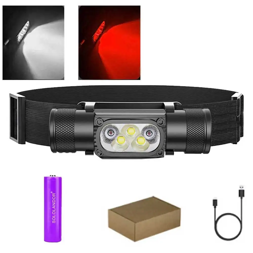 

Sololandor LED мини-фонарик налобный белый красный 1429 люмен