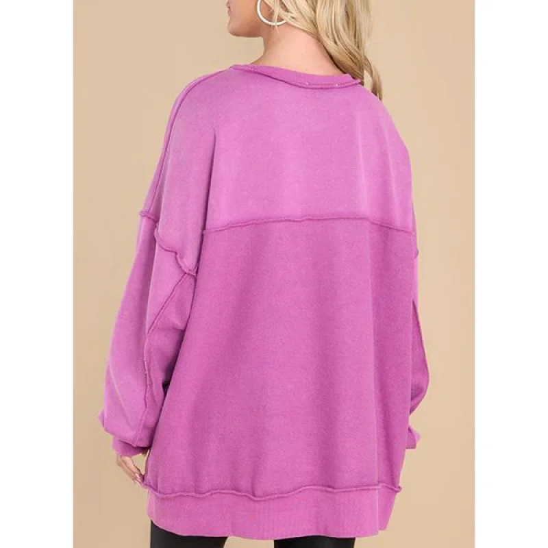 EVALESS женский свитшот большого размера повседневный пуловер с длинными рукавами и