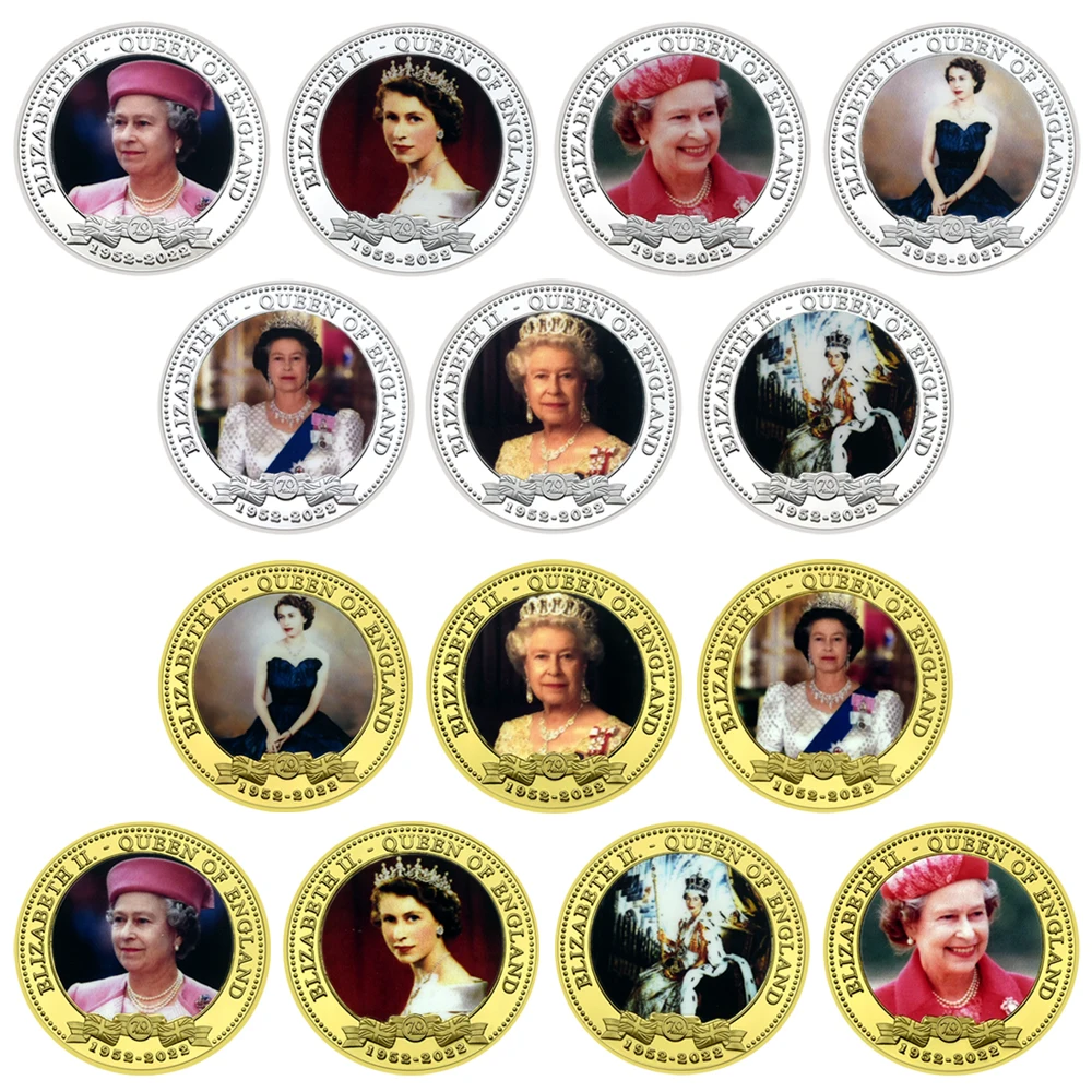 

Her Majesty Queen Elizabeth II Challenge Coin Queen of England Young to old commemorative coins Fans Memorial Collection