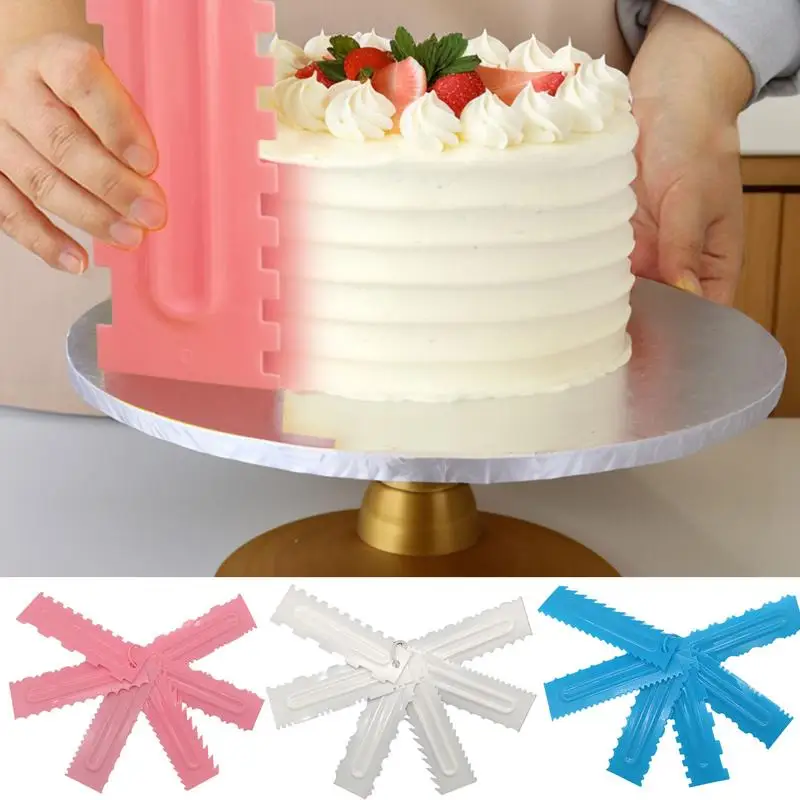 

Cake Scraper Smoother Adjustable Edge Decorating Plastic Cake Cream Scraper Icing Rotating Cake Decor Tools Cream Cake Flatter