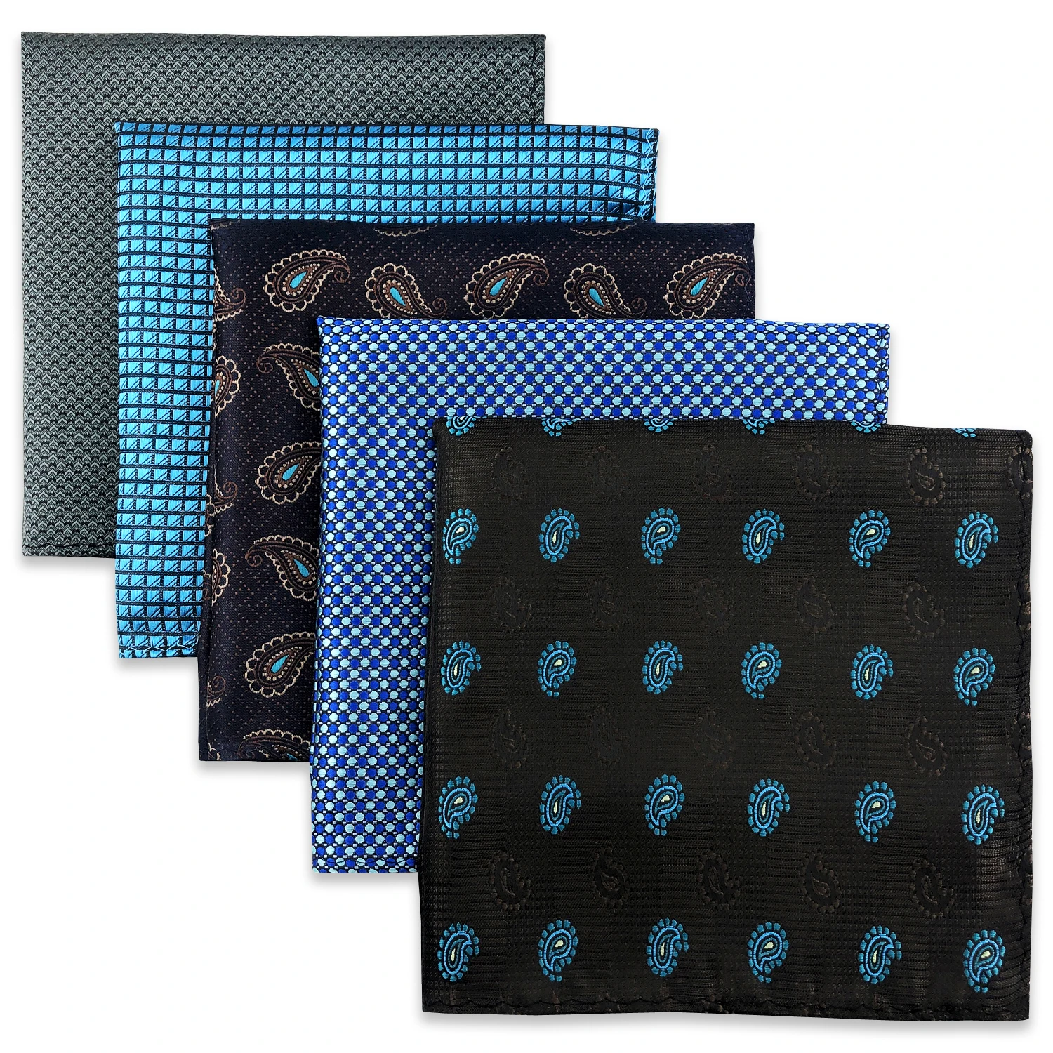 Conjunto de pañuelo cuadrado de seda para hombre, accesorios coloridos de gran tamaño, regalo para fiesta, 5 piezas