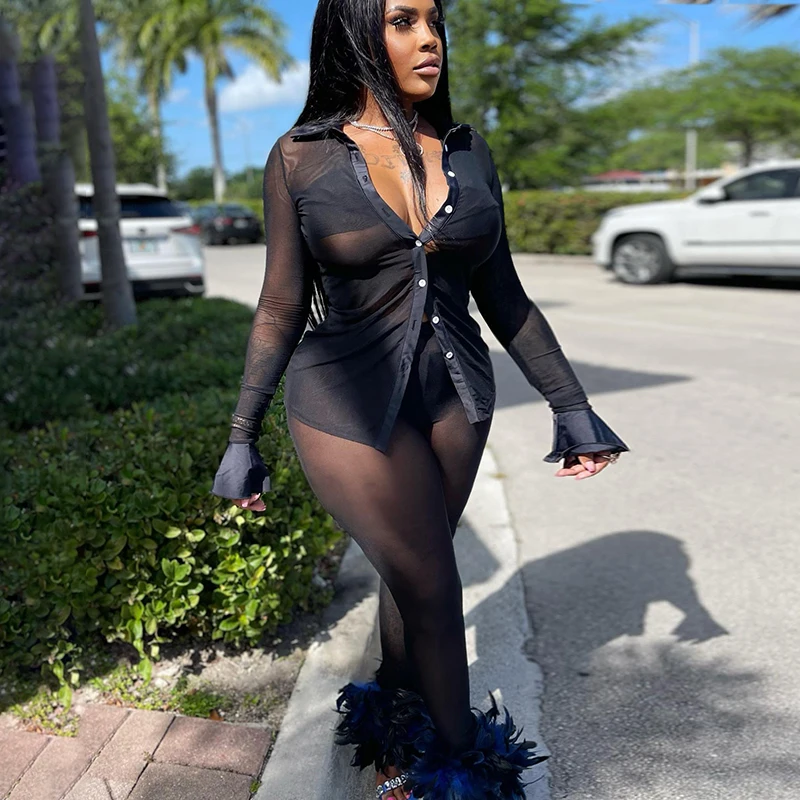 Базовая однотонная прозрачная блузка BIIKPIIK сексуальная клубная модная