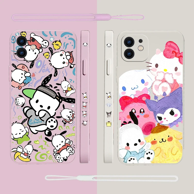 

Sanrio Pochacco Phone Case For Xiaomi Mi 10 lite 11i Poco M2 M4 F3 X3 M3 Pro GT 5G 4G Silicone Original Cases with Hand Strap