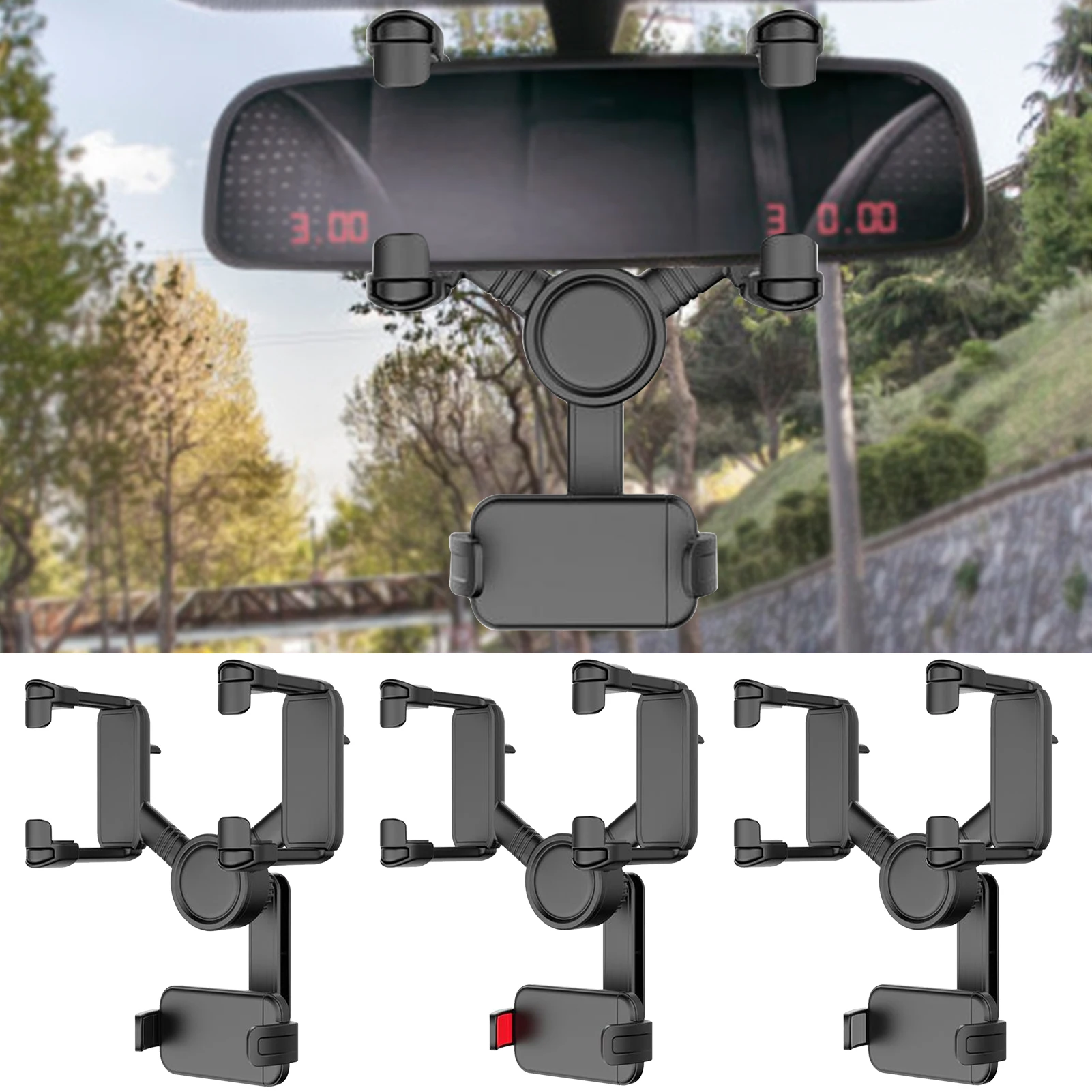 

Universal Car Rearview Mirror Mount Phone Holder For Cellphone GPS Support Smartphone Car Phone Holder Stand 360 Degree Rotating