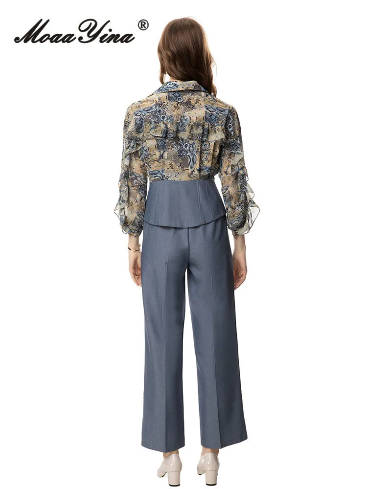 Комплект брюк MoaaYina женский с принтом модный дизайнерский брючный комплект из