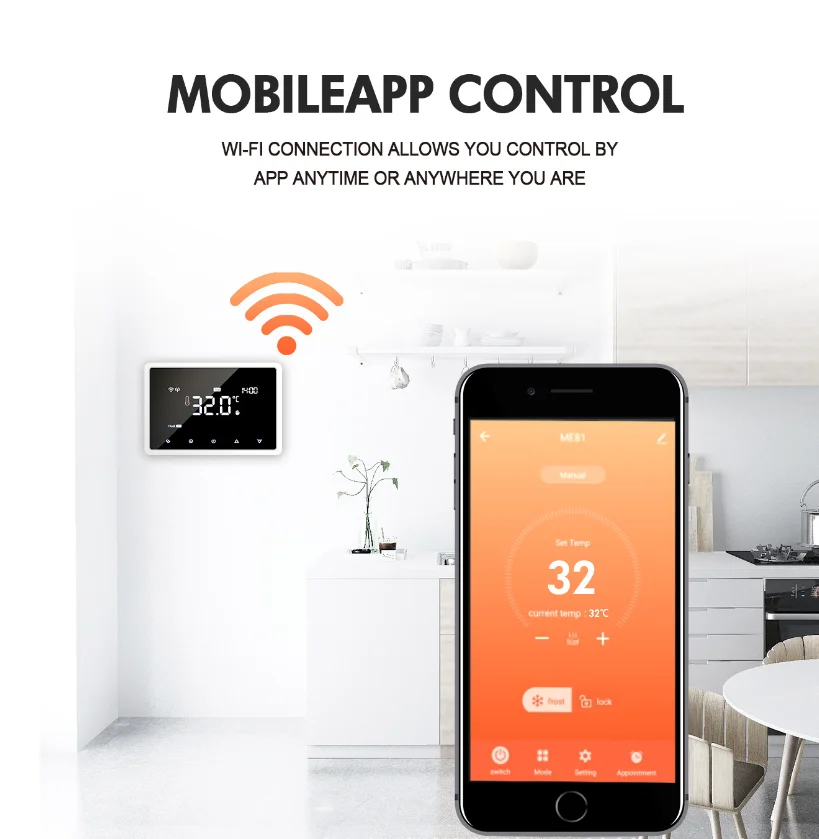 Doodle Smart Wifi Thermostat Gas Boiler Wall Mounted Stove Wireless Mobile Phone Remote Control Touch Key Programming enlarge