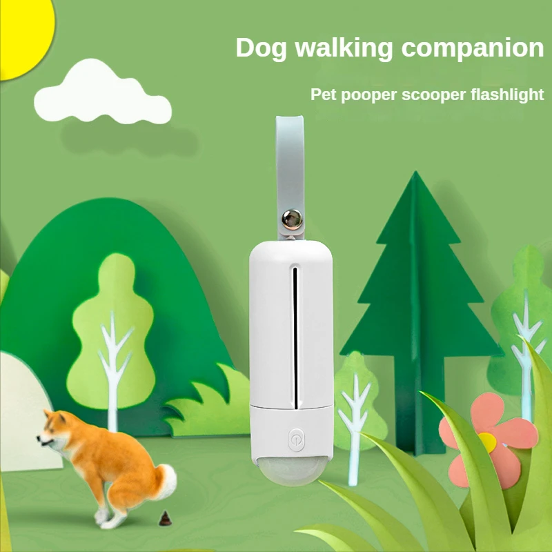 

Pet Pooper Scooper Pet Garbage Bag Dispenser With LED Light Illumination Portable Pick-Up Dog Walking Artifact Rechargeable