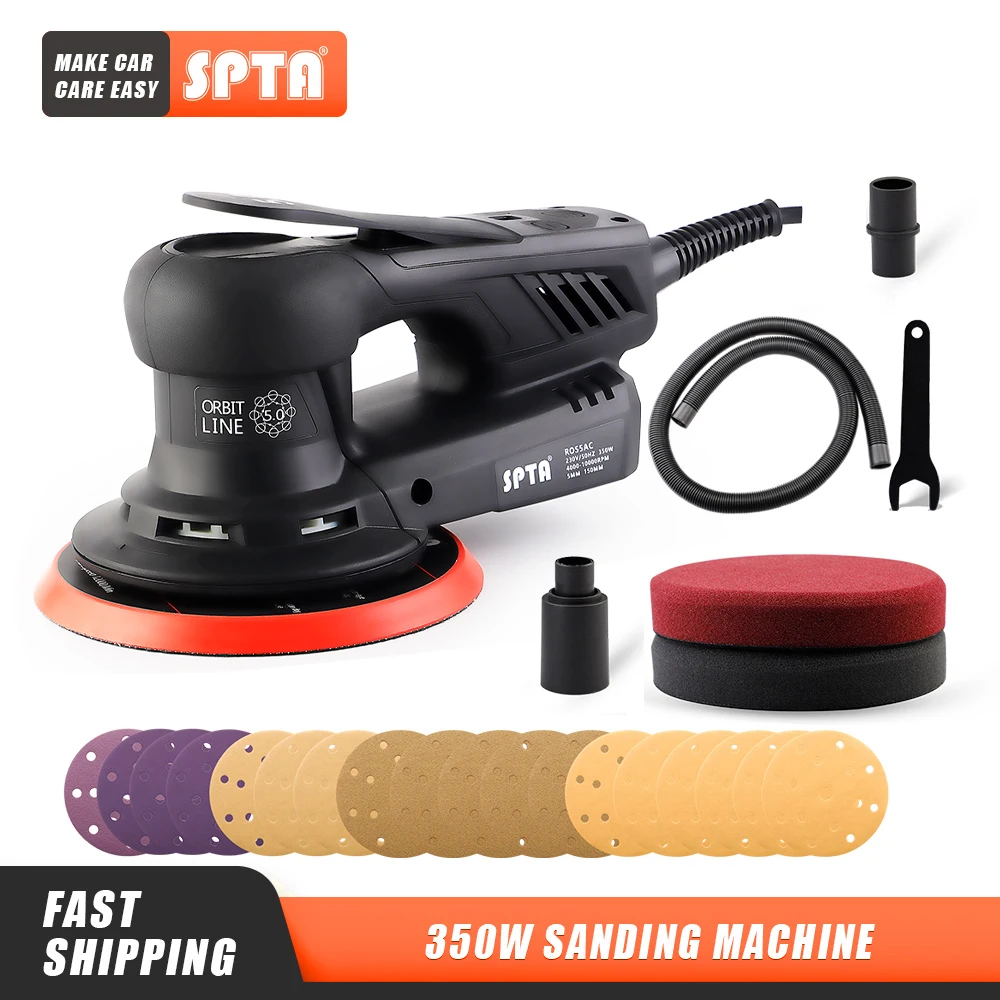 SPTA 6 Inch 350W Electric Dual Action Air Sander Machine wit