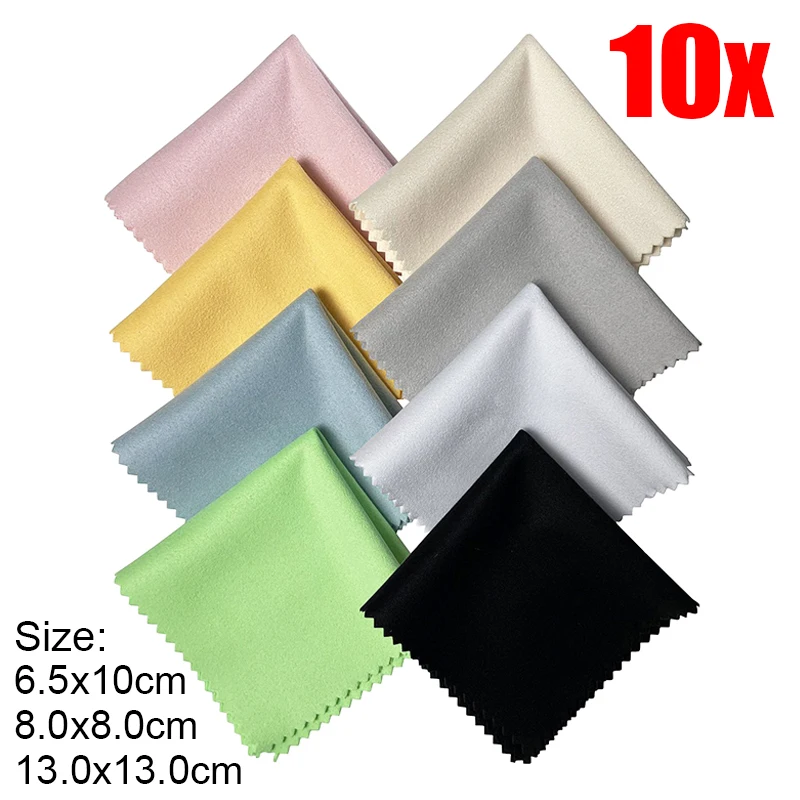 

10pcs Microfiber Glasses Cleaning Cloths Screen Lens Cleaner Wipes Non Toxic Jewelry Watch Polishing Cloth Eyewear Accessories