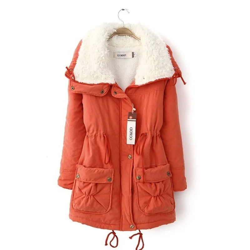 Winter Warm Women's Lamb Fleece Jacket Parka Mid Length Coat Thick Jacket Free Shipping Korean Fashion Plus Size Loose Belt New