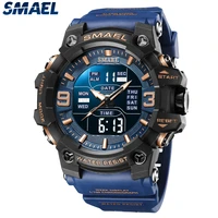 quartz watches sport digital 50m waterproof clock alarm auto date week display led wristwatches 8049 men watch digital dual time