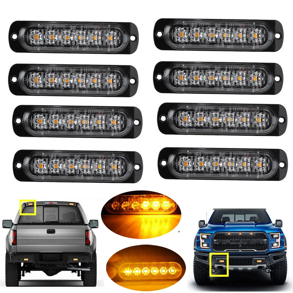 

10pcs Car SUV Truck 6-LED Flash Strobe Lights DC 12V-24V 18W (3W/LED) 333mA Warning Signal Lamps Ultra-thin & Ultra-bright